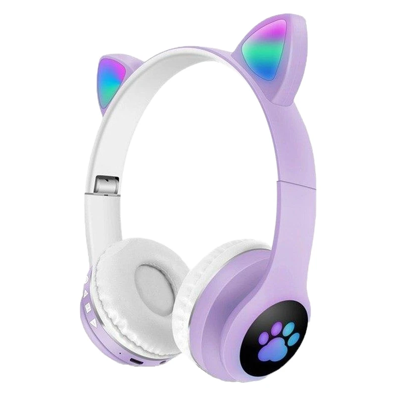 هدست بلوتوثی MZ-023 | هدفون گربه‌ای RGB کودک